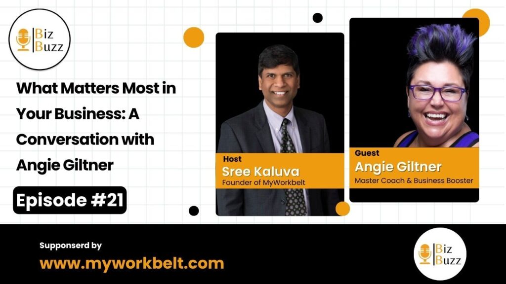 Sree and Angie Giltner discussing revenue-generating activities for business success on Biz Buzz Podcast