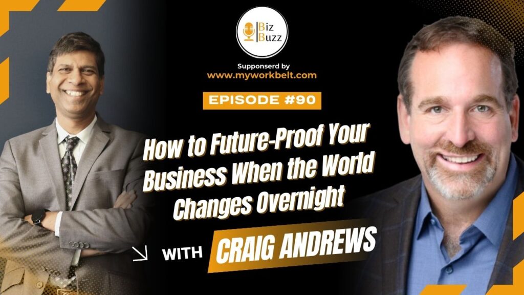 Sree Kaluva and Craig Andrews discussing business goal setting during uncertainty on the BizBuzz podcast