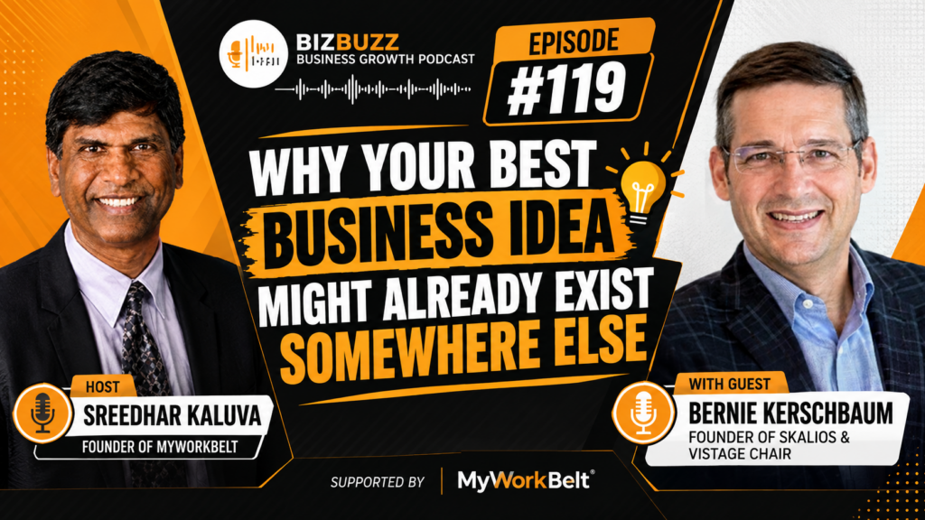 Sreedhar Kaluva and Bernie Kerschbaum discussing on the BizBuzz podcast